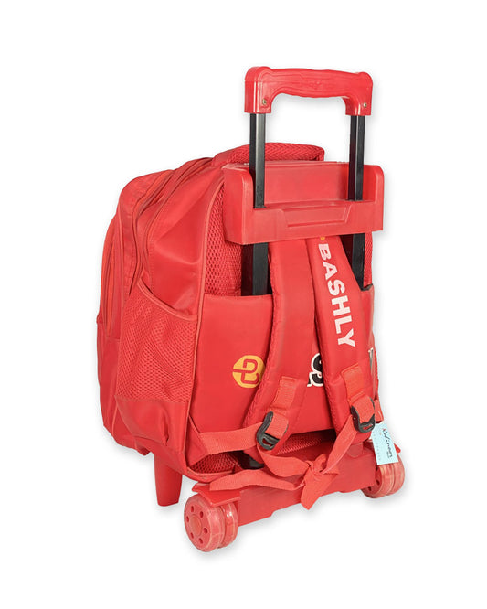 3D Print Superhero Trolley Backpack for Boys – Red Rolling School Bag with Cartoon Design