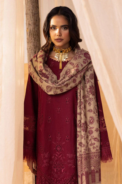 Nureh 3pc EMBROIDERED DHANAK with WOOL SHAWL Suit - Winter