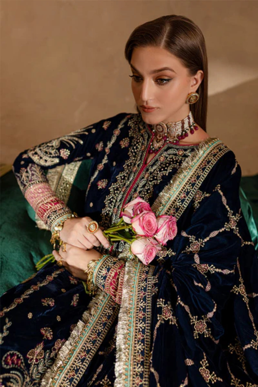 Marjjan Velvet Embroidered 3 Piece Suit - Winter