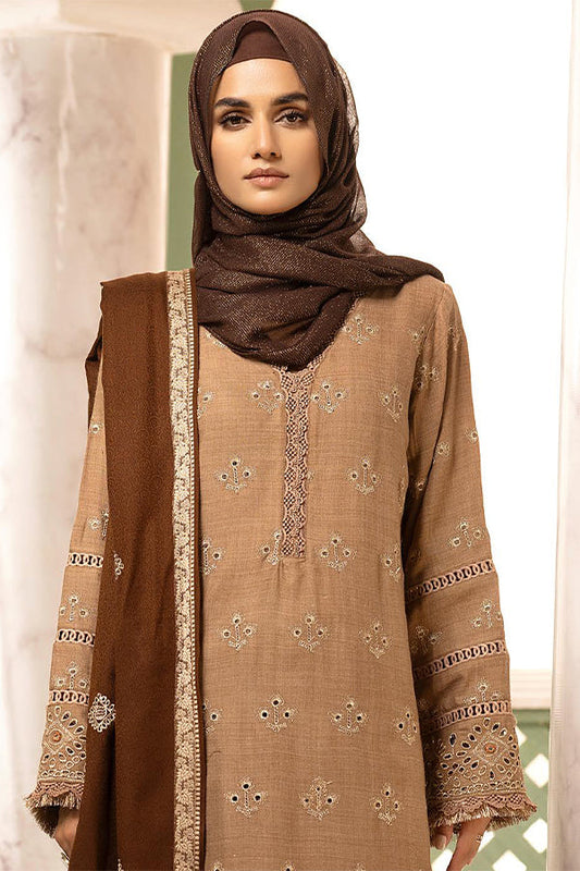 Gul e Zarki 3pc Embroidered Whool Touch Pashmina with Kingarri Shawl by Riaz art