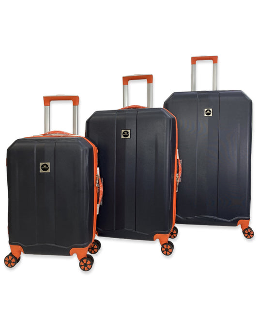 Black & Orange Hard Shell Luggage Set – Stylish Spinner Trolleys with TSA Lock