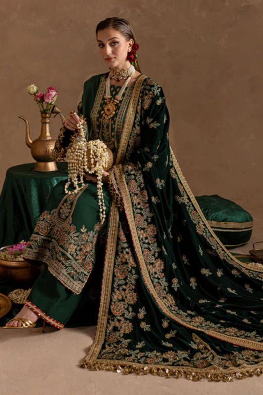 Marjjan Velvet Embroidered 3 Piece Suit - Winter