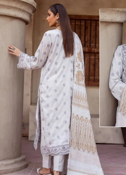 Mahees by Riaz Arts Embroidered Leather Peach Suits Unstitched 3 Piece - Winter Collection