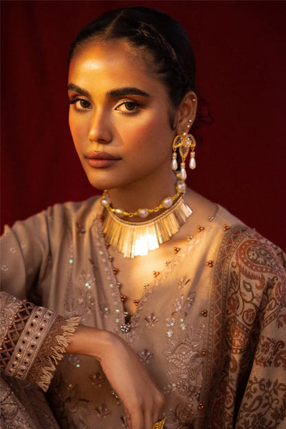 Nureh 3pc EMBROIDERED DHANAK with WOOL SHAWL Suit - Winter