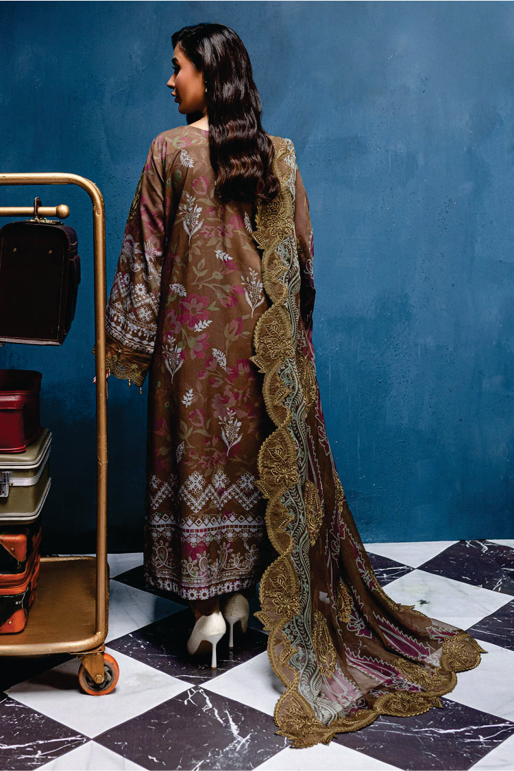 Nureh Embroidered Unstitched Printed Slub Linen Suit - Winter