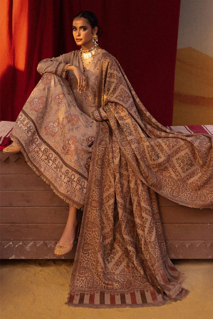 Nureh 3pc EMBROIDERED DHANAK with WOOL SHAWL Suit - Winter