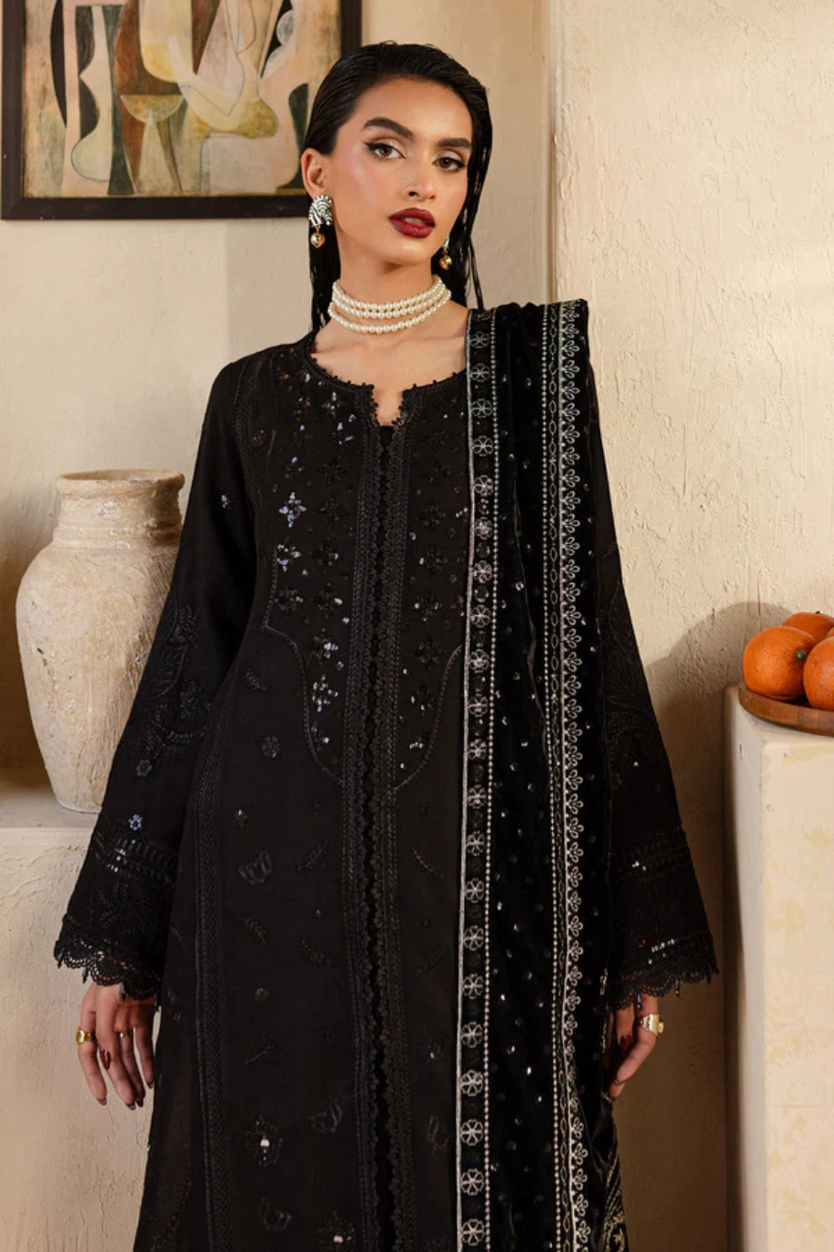 NUREH UNSTITCHED VELVET SHAWL SUIT - WINTER