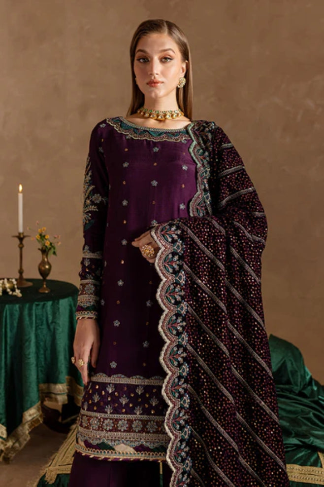 Marjjan Velvet Embroidered 3 Piece Suit - Winter