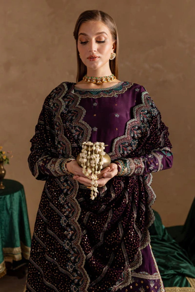 Marjjan Velvet Embroidered 3 Piece Suit - Winter