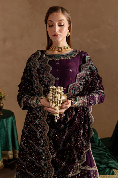 Marjjan Velvet Embroidered 3 Piece Suit - Winter