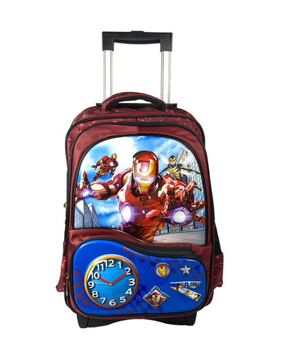 Iron Man Avengers Trolley Bag with 3D Clock Design