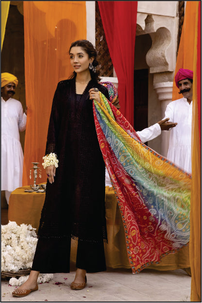 LADIES EMBROIDERED LAWN CHUNRI SUIT BY MAHEES