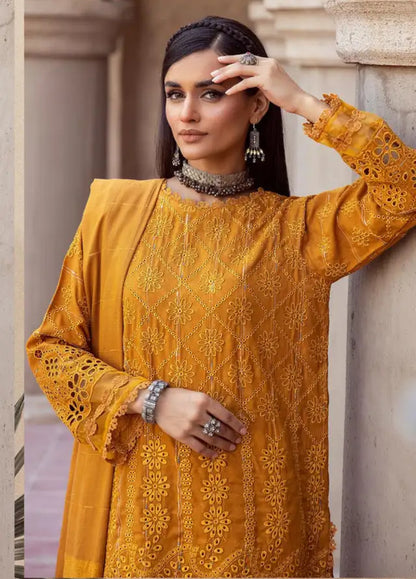 Mahees by Riaz Arts Embroidered Leather Peach Suits Unstitched 3 Piece - Winter Collection