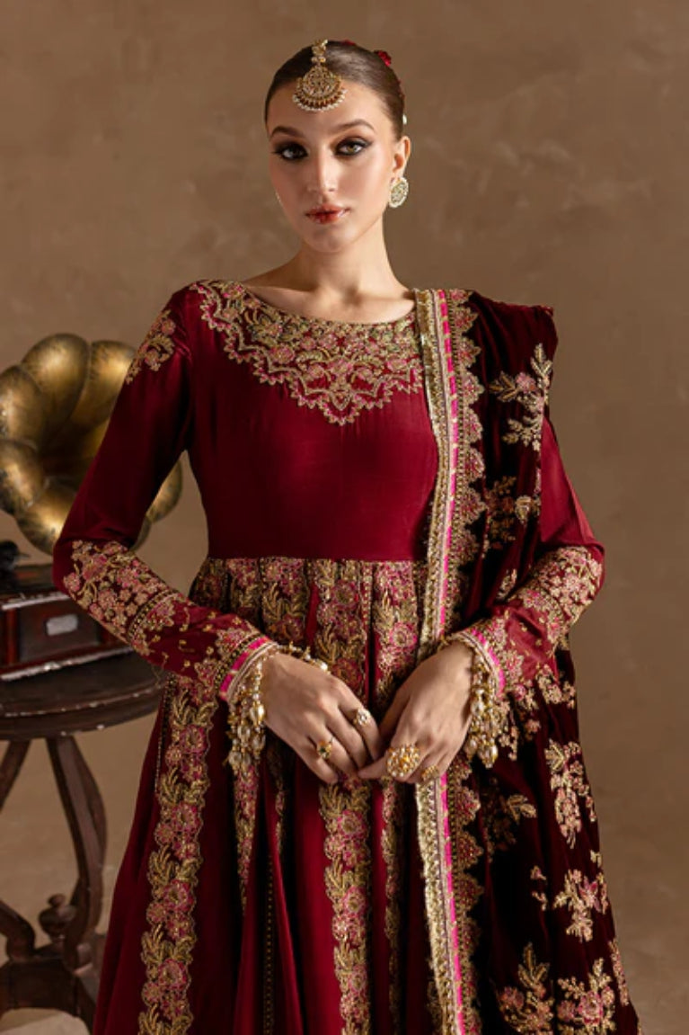Marjjan Velvet Embroidered 3 Piece Suit - Winter