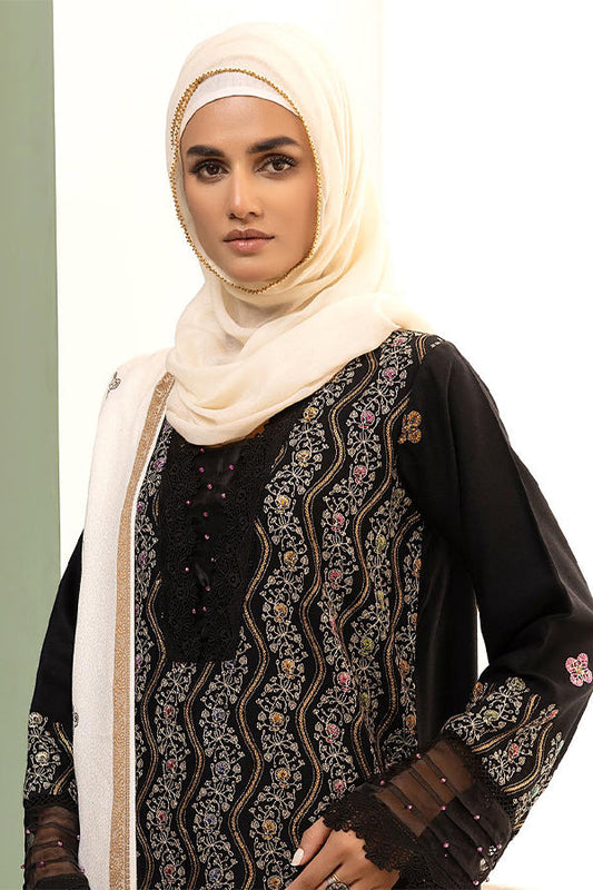 Gul e Zarki 3pc Embroidered Whool Touch Pashmina with Kingarri Shawl by Riaz art