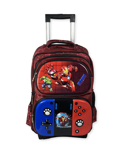 Iron Man Trolley School Bag with Gamepad Design
