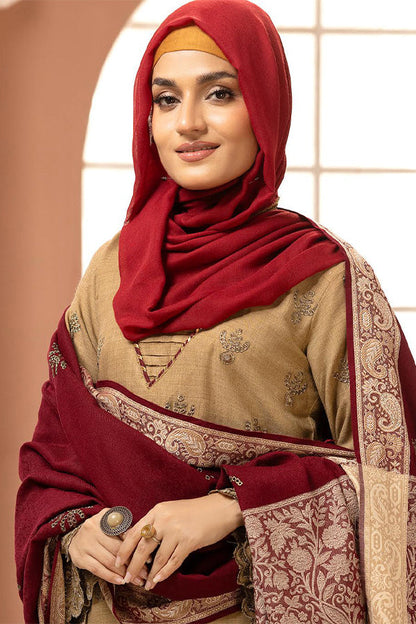 Gul e Zarki Embroidered Whool Touch Pashmina with Kingarri Shawl by Riaz art