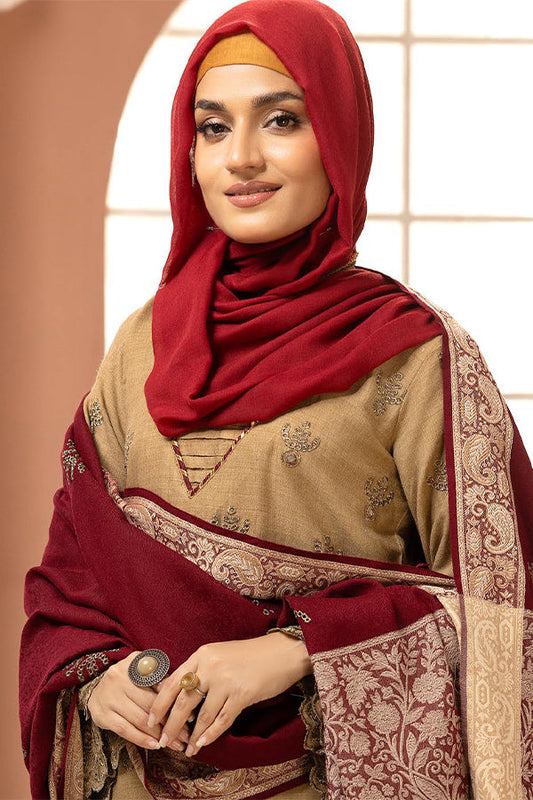 Gul e Zarki Embroidered Whool Touch Pashmina with Kingarri Shawl by Riaz art