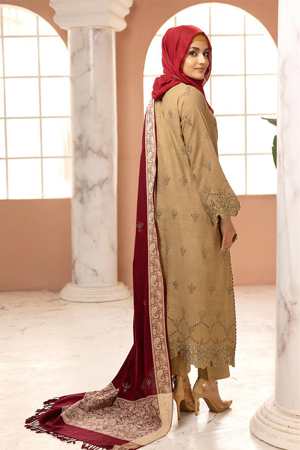 Gul e Zarki Embroidered Whool Touch Pashmina with Kingarri Shawl by Riaz art