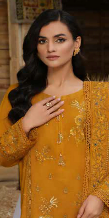 Tehzeeb Embroidered Leather Peach Collection With Embroidered Velvet Jacquard - Winter