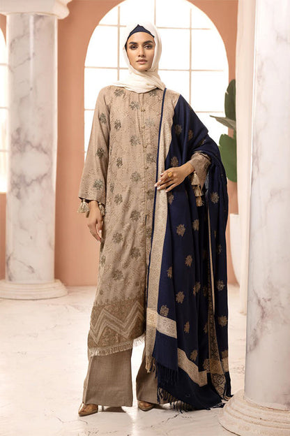 Gul e Zarki 3pc Embroidered Whool Touch Pashmina with Kingarri Shawl by Riaz art
