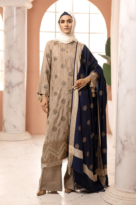 Gul e Zarki 3pc Embroidered Whool Touch Pashmina with Kingarri Shawl by Riaz art
