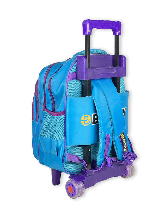 3D Butterfly Print Girls Rolling Backpack Trolley Bags